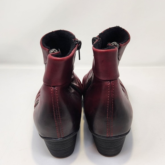 Remonte Womens Fleece Lined Burgundy Leather Ankle Boots Booties Size 40 US 8.5 - Picture 8 of 10